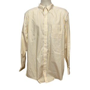 Land’s End Men’s Yellow Striped Button Down Shirt 17/36 Tall